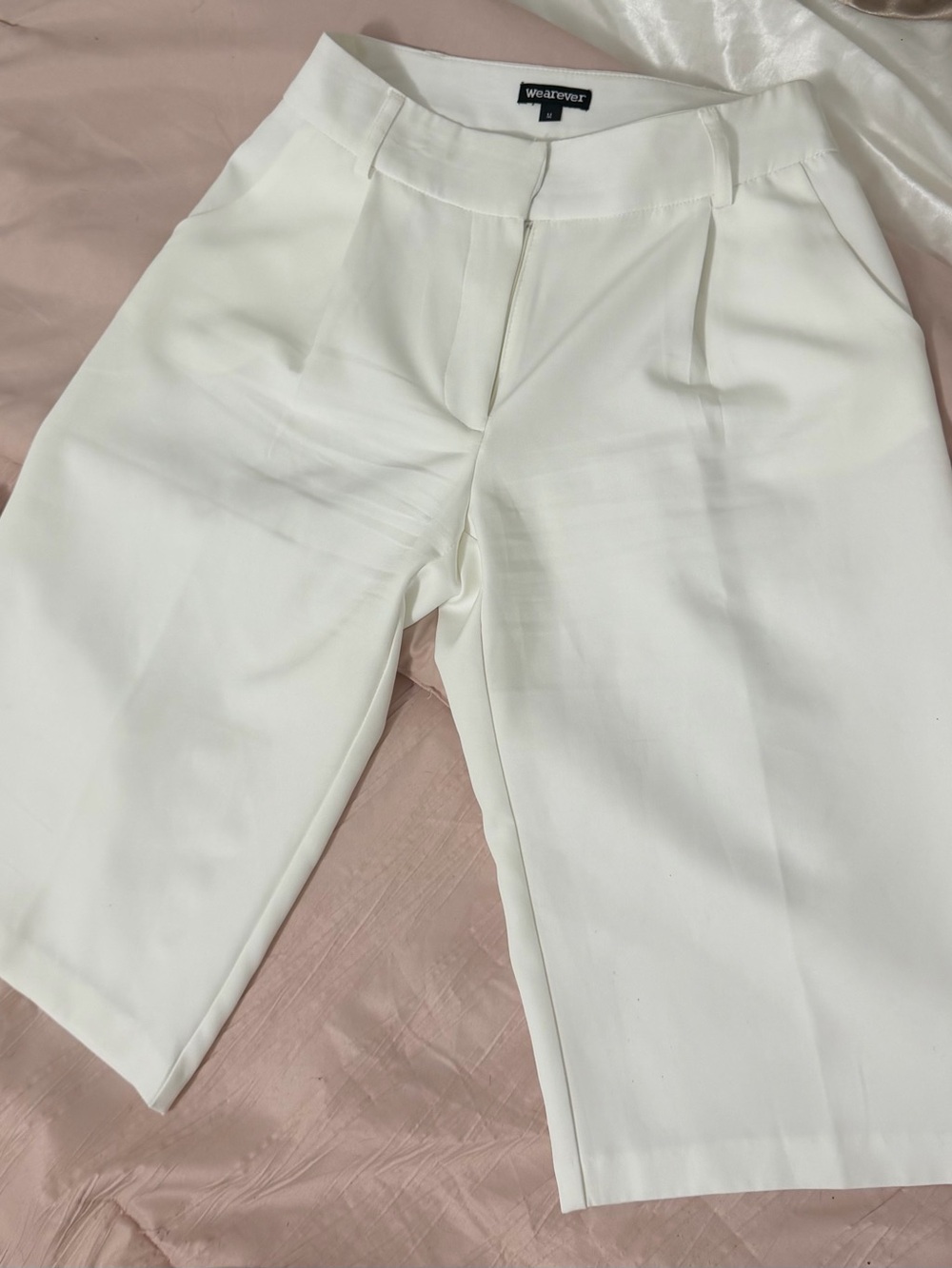 White High-Waist Bermuda Shorts